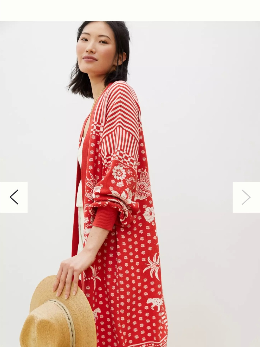 Rare FARM Rio Red Long Cardigan Open Front - Picture 3 of 10